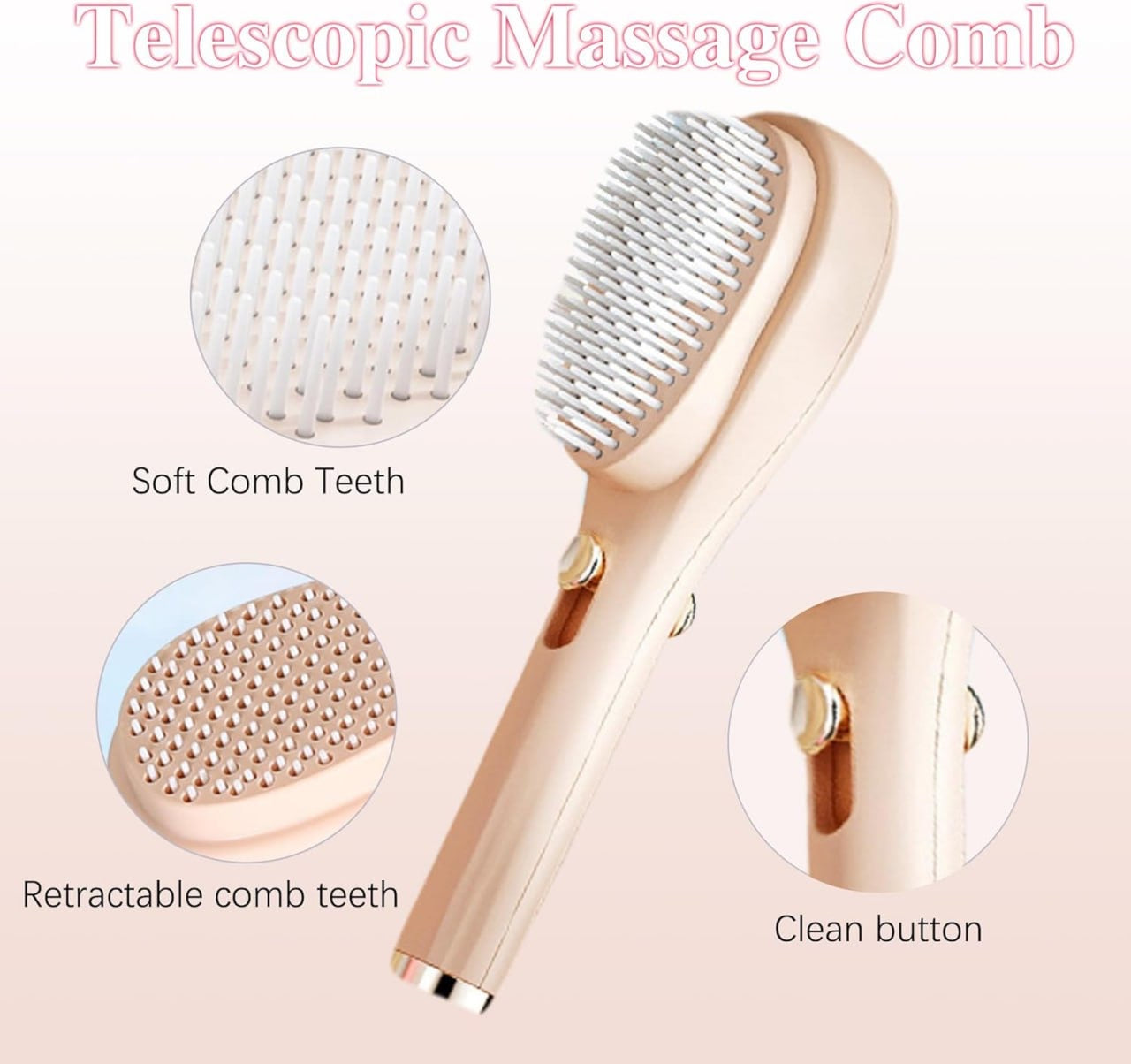 One-Click Self-Cleaning Hairbrush | 2-in-1 Detangling & Scalp Massage Comb