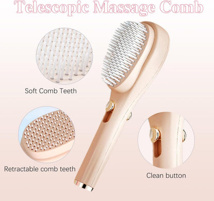 One-Click Self-Cleaning Hairbrush | 2-in-1 Detangling & Scalp Massage Comb