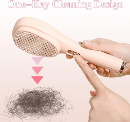 One-Click Self-Cleaning Hairbrush | 2-in-1 Detangling & Scalp Massage Comb