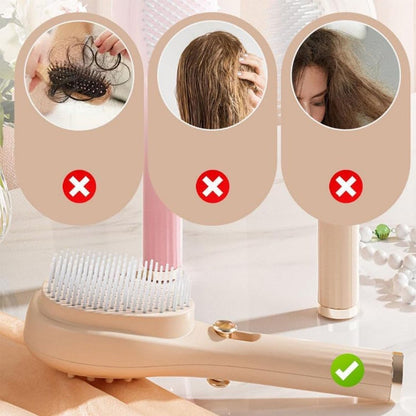 One-Click Self-Cleaning Hairbrush | 2-in-1 Detangling & Scalp Massage Comb